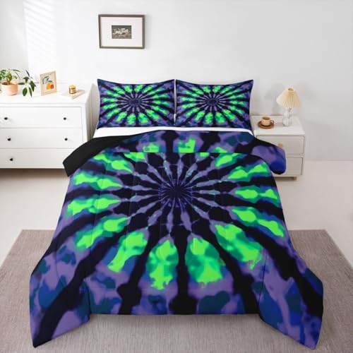 Image of Feelyou Tie Dye Comforter Set Queen Size 3Pcs for Kids Boys Girls