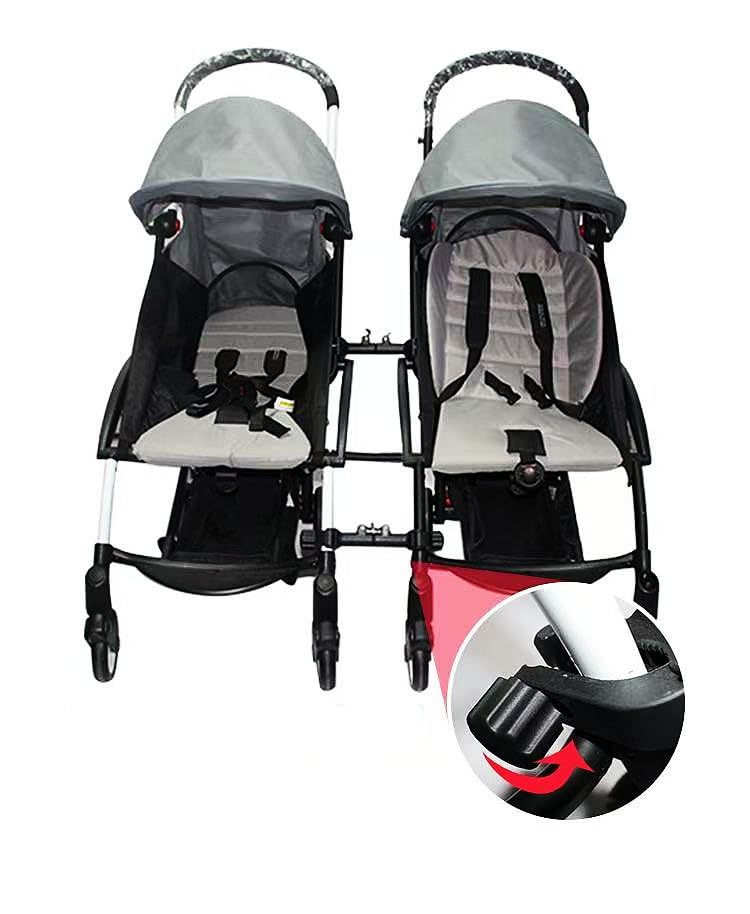 Miniatura 4 de Conector de cochecito doble lado a lado, conectores universales y estables para cochecito de bebé, desmontables y ajustables, dos cochecitos