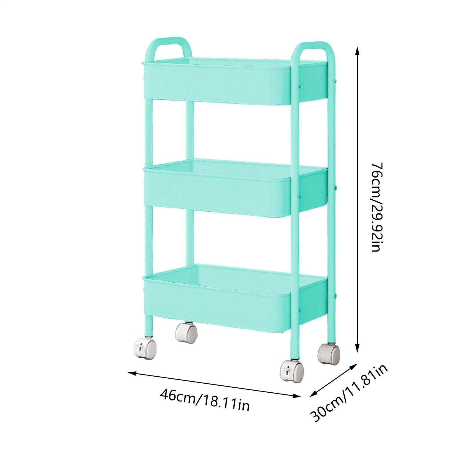 Carrello portaoggetti con ruote, carrello a 3 piani, multifunzionale, mobile | Carrello meccanico a 3 livelli per cucina, camera da letto, bagno