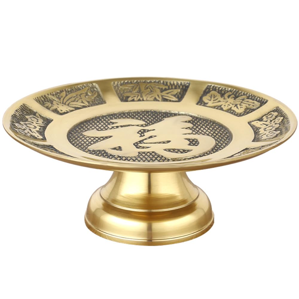SALFEE 16cm Pure Copper Fruit Plate Before Offering To Buddha Household Fruit God Offering Tray
