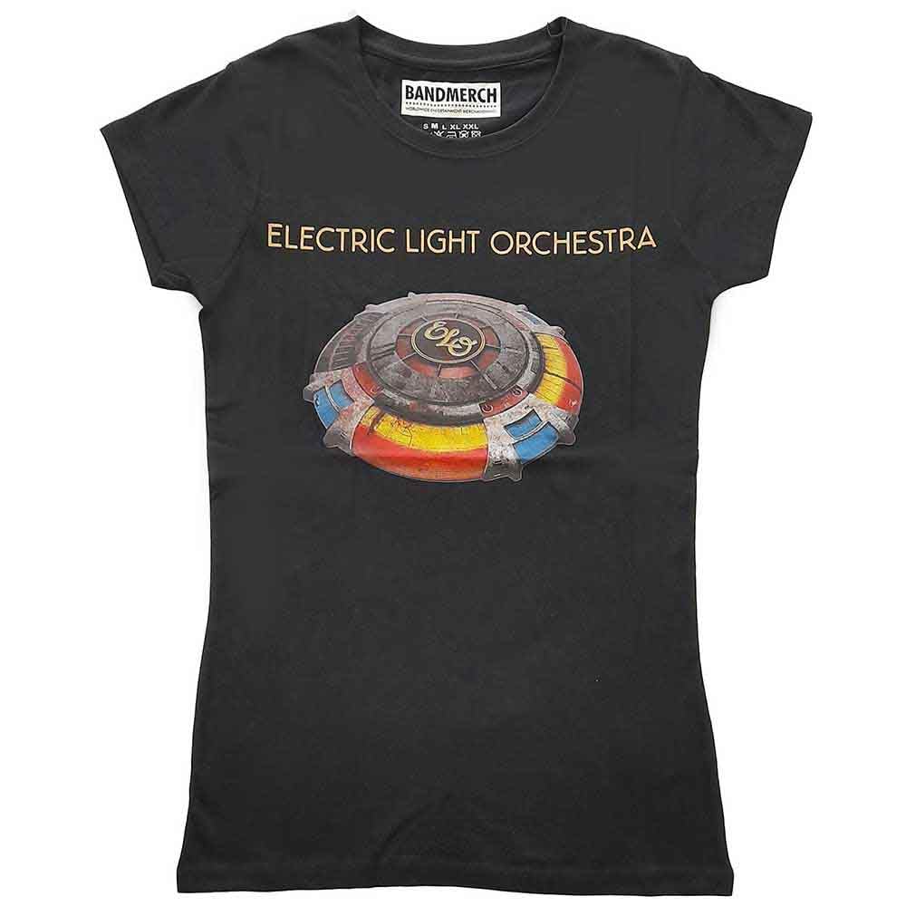 Elo Women's Black T Shirt Mr Blue Sky Band Logo Official Skinny Fit M