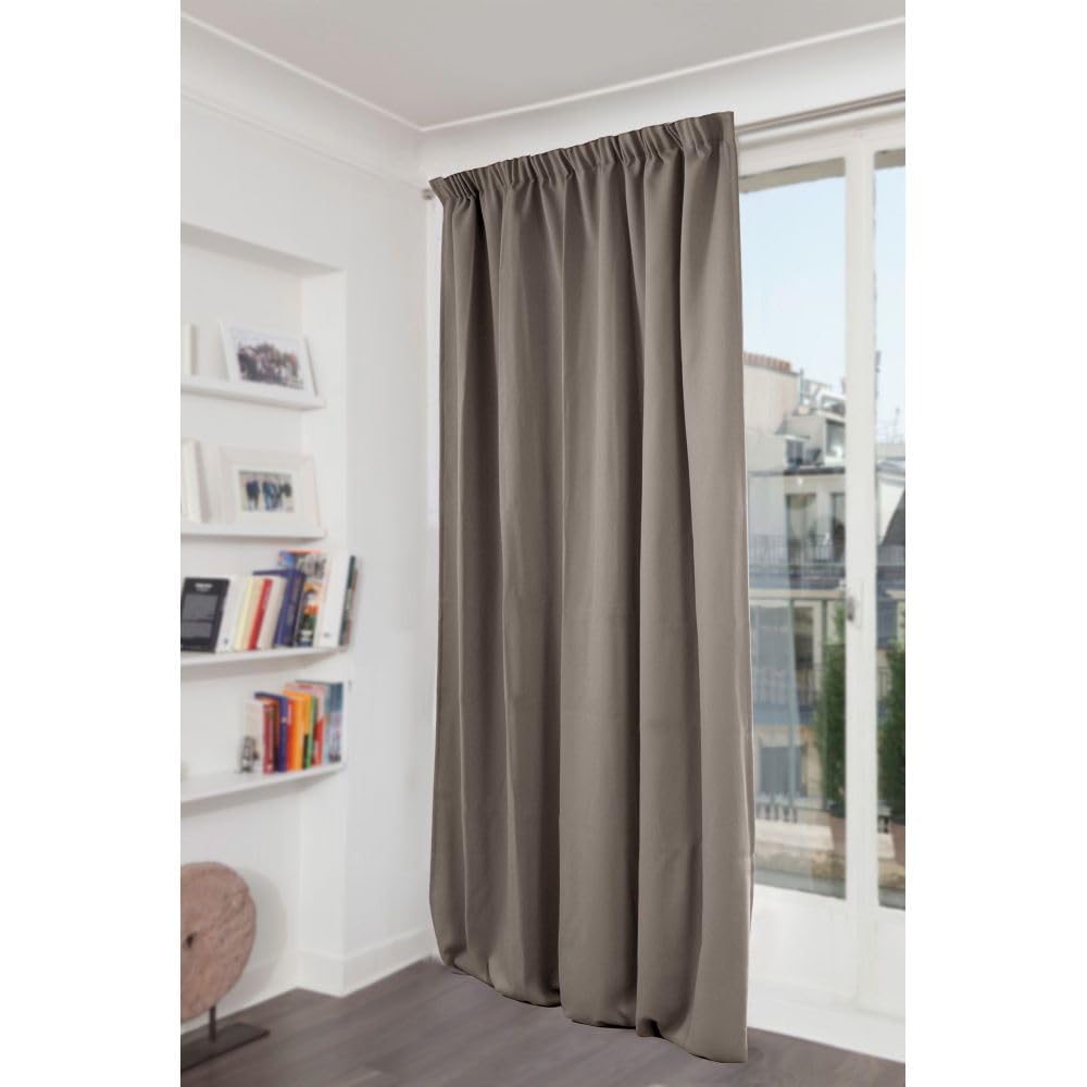 Moondream DecibelControl™ Rideau Anti-Bruit 3en1 | Isolation Phonique | Thermique Hiver+Été | Occultant | Technologie Brevetée | UE | Velours | Galon fronceur | Gris MC740 | 130L x 260H cm