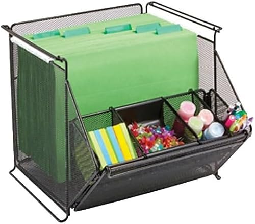 Miniatura 4 de Safco 2164BL Onyx - Contenedor apilable de malla con 4 compartimentos, 14 x 15 1/2 x 11 3/4, color negro
