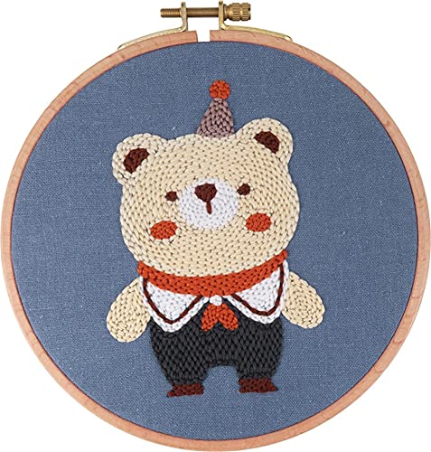 通用 Abillyn Punch Needle Starter Kit for Beginner Punch Needle Fabric with Cute Bear Pattern Yarn Hoop and Embroidery Pen (Cute Bear)