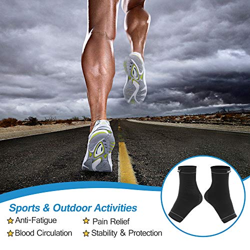 Protle Soft Ankle Brace Compression Support Sleeve (Pair) For Injury Recovery, Pain Relief, Joint Pain, Achilles Tendon, Plantar Fasciitis Foot Socks, Reduce Swelling, Arch Support (Black, Medium) #TOP5