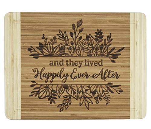 Wedding Engagement Gifts for Women -Engraved Cutting Board GiftFor Wife Bride Birthday Valentine Anniversary Presents -And They Lived Happily Ever After