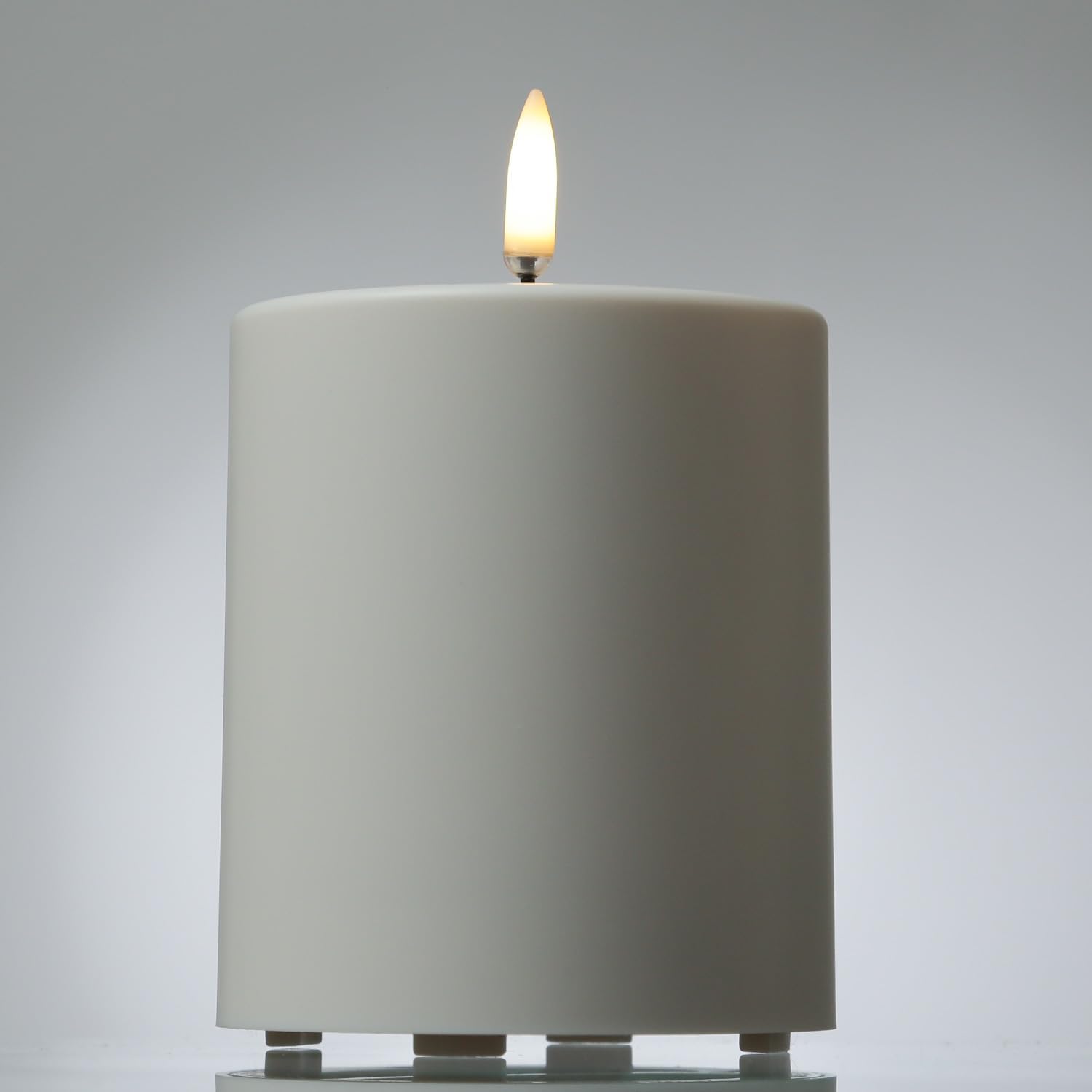 MARELIDA LED Kerze Outdoor Piffany UYUNI Lighting mit flackernder Flamme Stumpenkerze aus Kunststoff für Innen/Außen Timerfunktion dimmbar weiß (Höhe: 20cm)
