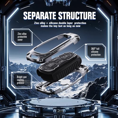 Image of AutoThrill Premium Key Cover Compatible with Tata Harrier | Safari | Nexon | Altroz | Tigor | EV | Punch | Tiago EV Electric - 4 Button Smart Key Only (Cortex Silver)
