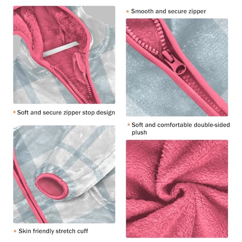 Blue Gingham Stripes Sherpa Lined Toddler Hoodie3