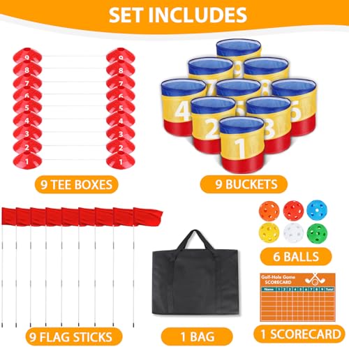 image for Fivepropy Golf Yard Game 9-Hole Set, Backyard Golf Game for Adults Fam
