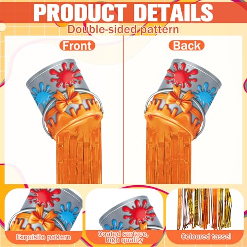 Image of Affrolling 8 Pcs Art Paint Party Decoration Back to School Paint Can Hanging Decorations with Tassels for Classroom Back to School Birthday Party Supplies 3.2 ft Summer Door Banner Sign Decor