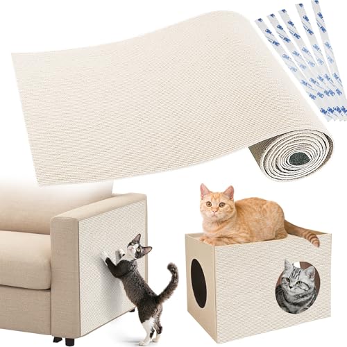 Gimars Tapis Griffoir pour Chat Adhésif Épais 40 × 200 cm, Griffoir Chat Canapé à Découper, Protection Canapé Chat et Meubles Anti-Rayures, Mur et Sol,...