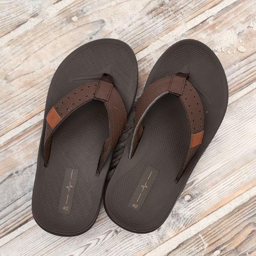 Image of Men's Ultra Soft Cushion Flip Flops with Arch Support, Quick Dry Thong Sandals for Indoor & Outdoor Comfort