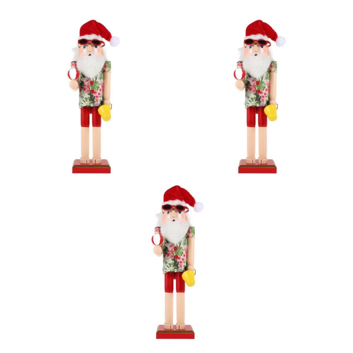 FRCOLOR 3 Piezas Cascanueces Navideño de Madera para Escritorio, Santa