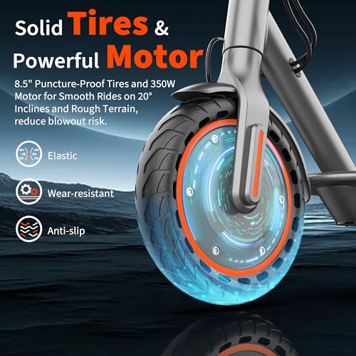 Image of Sigravy Electric Scooter for Adults, Foldable Commuter E Scooter for Teens, 350W Motor, 19 MPH, Up to 21 Miles Range, 8.5 inch Solid Tires, Cruise Control, Dual Brakes, LED Display