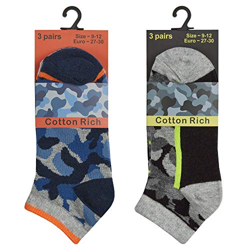 Boys 6 Pairs of Camo Print Cotton Rich Trainer Socks2