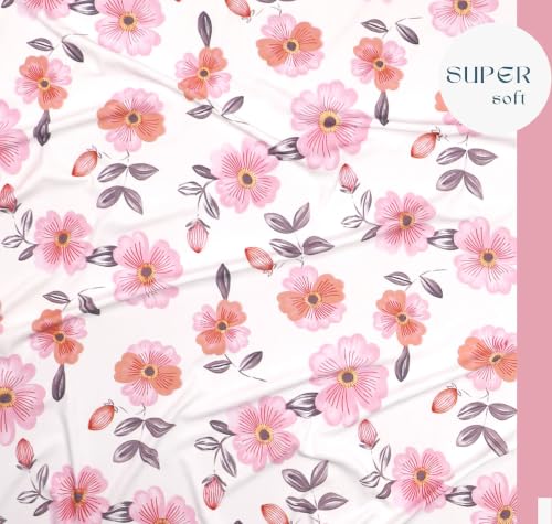 Image of SANMARINO 210TC Cotton King Size Bedsheet with 2 Pillow Covers | Premium Floral Print Design Flatsheet |Ultra Soft Breathable Skin Friendly Bedding Set for All Season Use 90 x 100 Inch,Blush Pink
