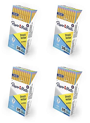 Paper Mate SharpWriter Mechanical Pencils, 0.7mm, HB #2, 36 Count, Yellow - 4 Pack