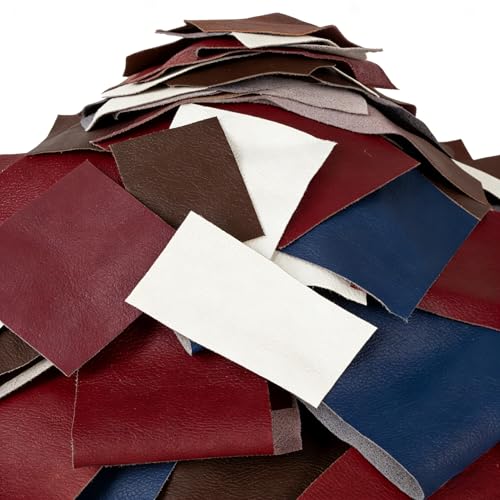 Leather Scraps 500g Scrap Leather Pieces for Crafts DIY Sewing Patchwork Jewelry Small Projects Mix
