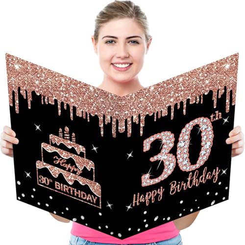 Kuxriox L�T�C�Y 30�΂̒a�����J�[�h �����t�� ����Q�X�g�u�b�N ���[�Y�S�[���h Happy 30th Birthday�O���[�e�B���O�J�[�h �����p �����30�΂̒a�����J�[�h �M�t�g �p�[�e�B�[�p�i �W�����{40�΂̒a�����J�[�h(40 x 22