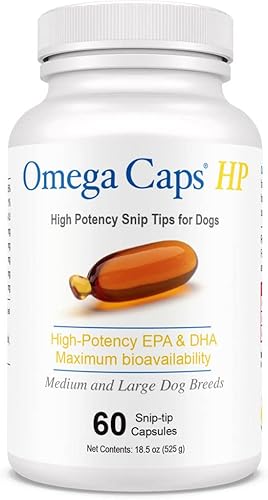 Omega Caps HP Snip Tips para perros medianos y grandes de alta potencia EPA y DHA Máxima biodisponibilidad Suplemento de aceite de pescado formulado