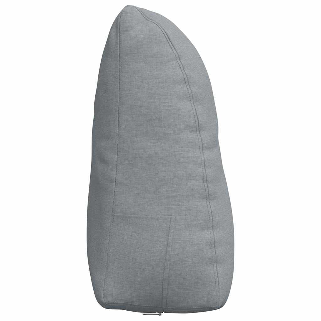 Cojín de respaldo gris claro, 60 x 24 x 50 cm, funda de terciopelo, ergonómico, con cierre de botón y cremallera, para salón, dormitorio, oficina