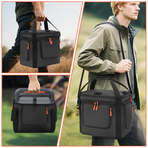 Soft Carrying Bag Compatible with Jackery Explorer 1000 V2, Portable Power Station Storage Case with Adjustable Shoulder Strap, Padding, Pocket, Side Zipper, Generator Covers for Outside - Image 7