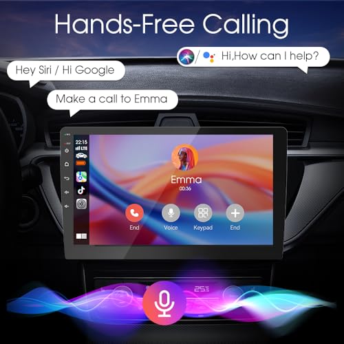 Image of Haudio 9 inch Wireless Double Din Car Stereo,with Apple CarPlay and Android Auto Radio Screen,with Mirror Link, Bluetooth 5.0,1080P Backup Camera, AUX,FM /AM Transmitter|Double Din carplay Screen