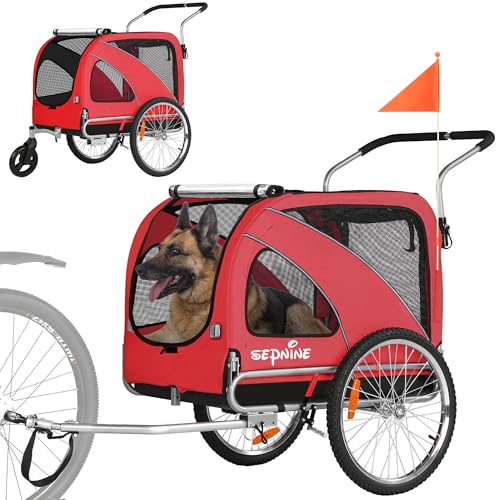 Sepnine 2 in 1 Pet Bicycle Trailer for Small/Medium Dogs