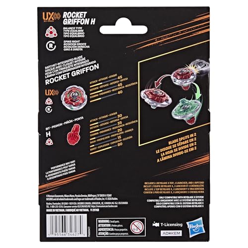 Image of Beyblade X Rocket Griffon H UX Infinity Starter Pack Set, Takara Tomy Balance Type Top and Launcher, Battling Tops Game Toys, Ages 8+