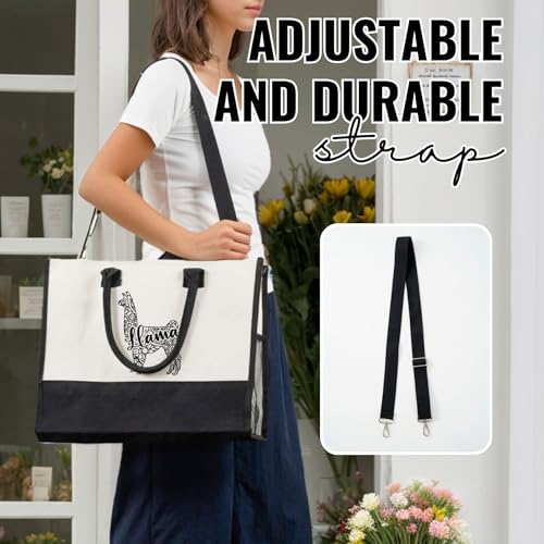 Bolso Tote de Lona con Cierre y Correa para Mujer miniatura 4