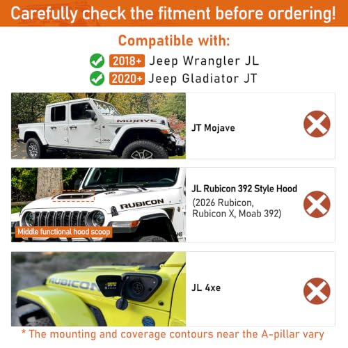 Image of Hooke Road Windshield Frame Armor for 2018-2026 Jeep Gladiator JT JL