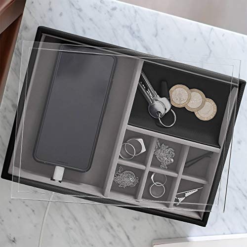 Stackers Pebble Black Valet Tray with Acrylic Display Lid - Image 2