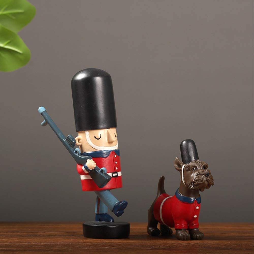 Statue Skulptur Figur Heimdeko Akzente, Soldat Hund Harz Statue Weihnachten Nordische Statuen zur Dekoration Hund Skulptur Büro Figur Neuheit Geschenk