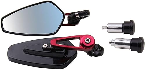 Miniatura 2 de 1 Pair Arrow Black with Red Stem CNC Handlebar End Motorcycle Mirrors Compatible for 2015 Kawasaki Ninja H2R