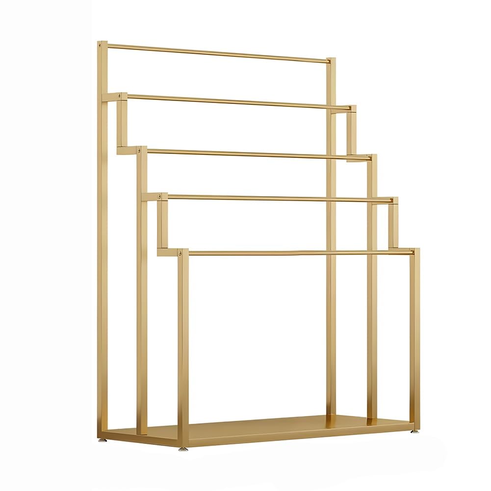 Jkjzsalj Gold 5 Tiers Silk Scarf Display Rack,Metal Belt Shawl Hijab Organizer,Clothing Store Floor-Standing Pants Storage Rack,For Retail Stores,White-150X40x150cm,-80X40x150cm