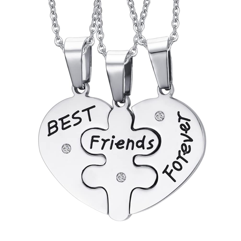 Bff Necklace For 3, 3Pcs Best Friends Forever Necklaces For Friendship, Separable Stainless Steel Sister Friendship Heart Puzzle Matching Pendant With Chain For Unisex Adult (B0B2JWTVGC) Amazon Price History, Amazon Price Tracker