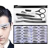 HOREJIA 眉毛 テンプレート【12種類】 メンズ 眉毛カッター 眉テンプレート まゆげ 眉毛そり 初心者用 (男性用、ブラック)