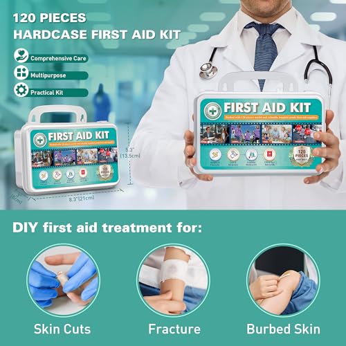 General Medi 120 Pieces Hardcase First Aid Kit - Includes Instant Cold Pack, Emergency Blanket for Travel, Home, Office, Vehicle, Camping, Workplace & Outdoor - Image 4