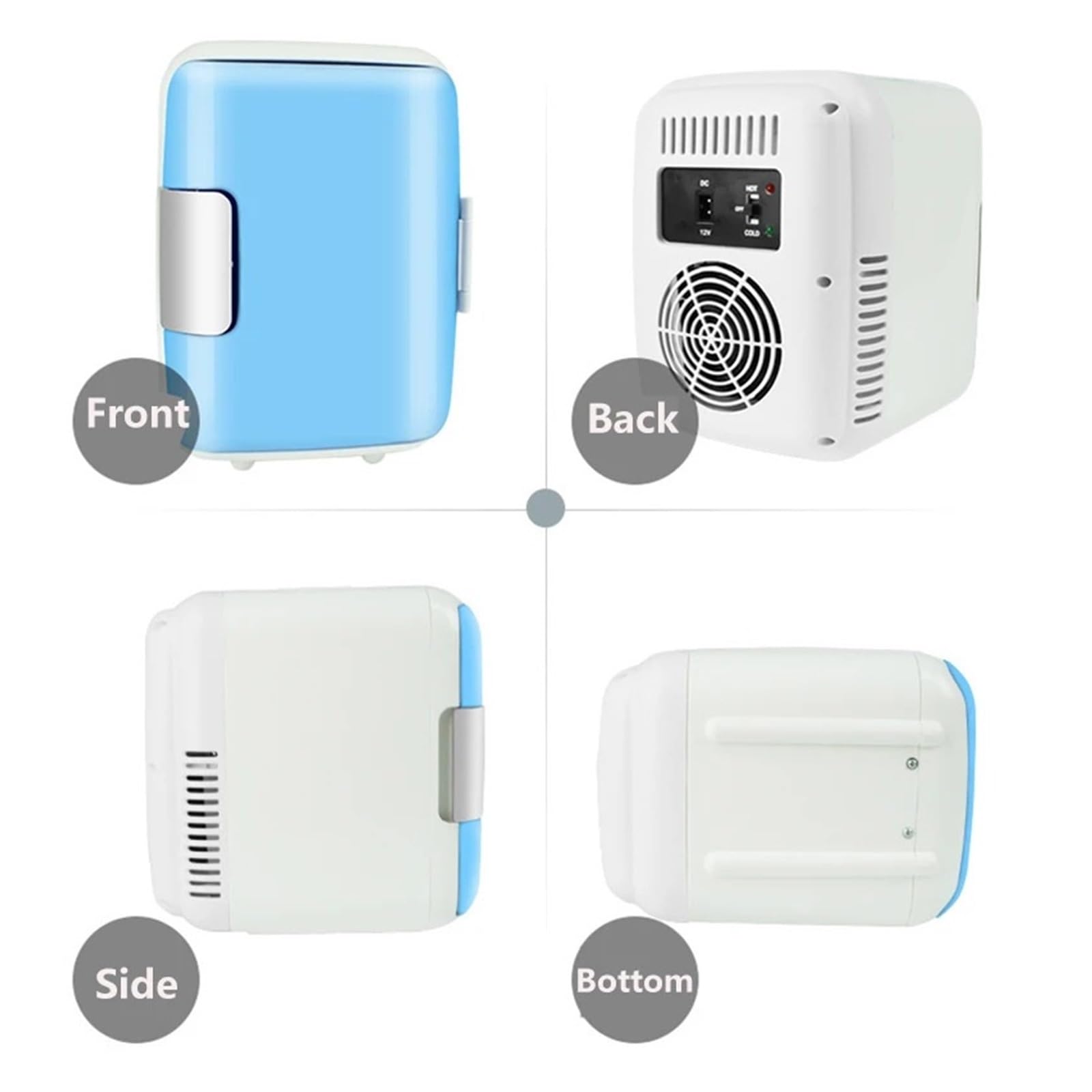 Refrigerador de Coche de Gran Capacidad de 4L, de Grado alimenticio, con Revestimiento Enfriador y Calentador, Mini refrigerador for Dormitorio, Oficina, hogar.(Blue)