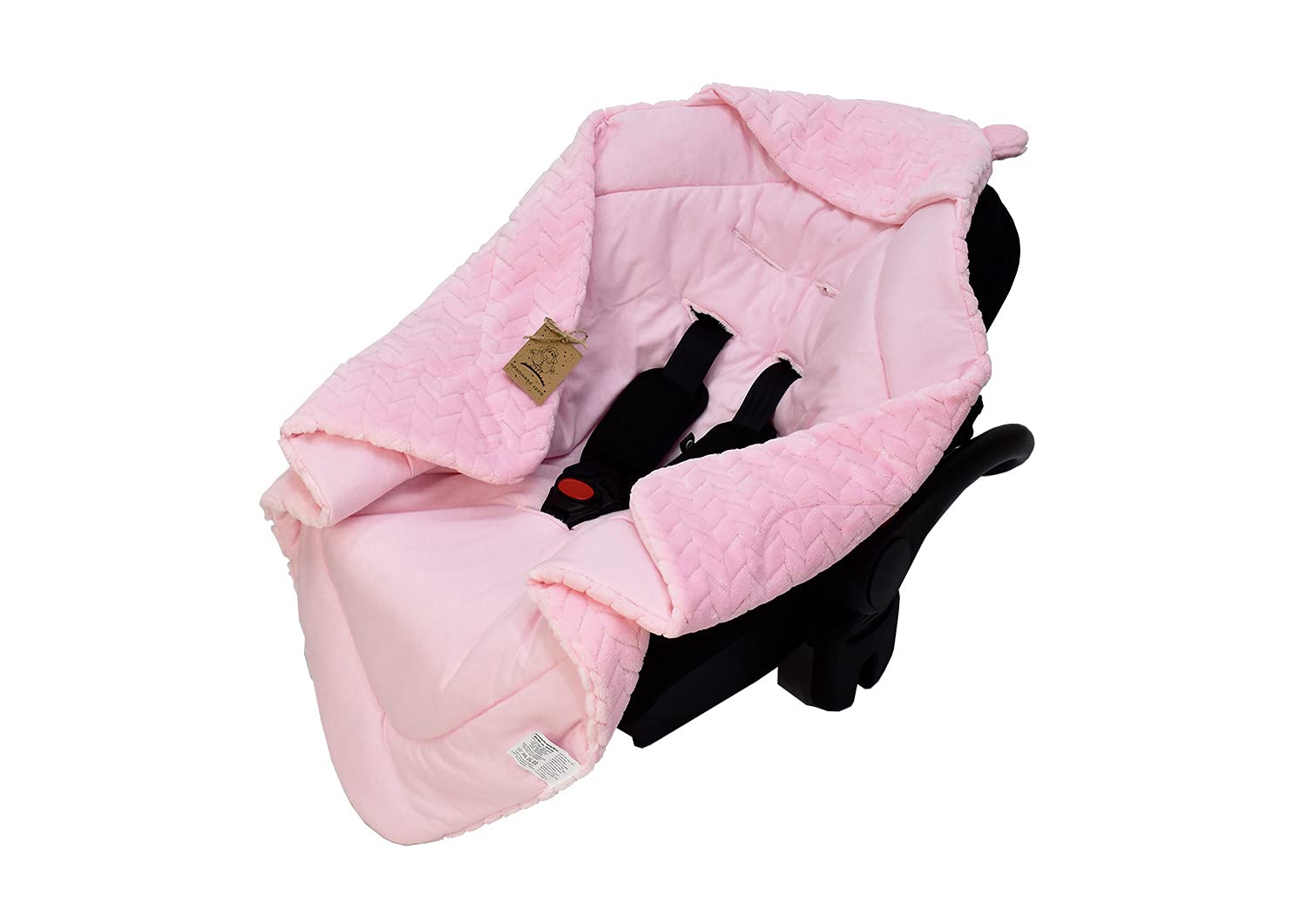 Bo Manta para portabebés, cochecito y asientos infantiles. Manta para recién nacidos en tamaño ideal 80 x 80 cm, con capucha y cierre de velcro para invierno y verano