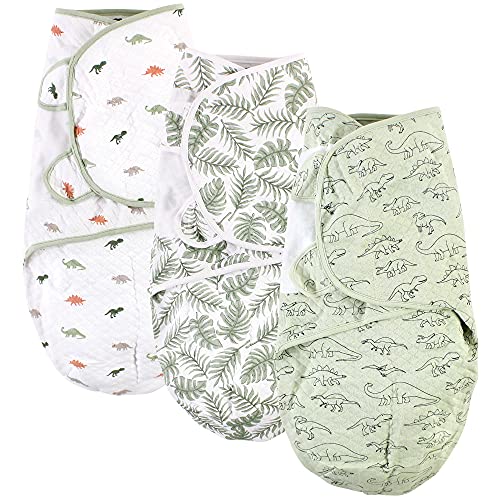 Image of Hudson Baby Unisex Baby Quilted Cotton Swaddle Wrap 3pk, Dinosaur, 0-3 Months