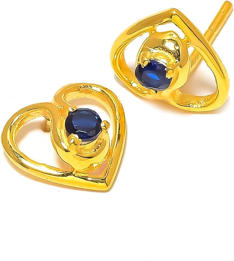 Elegant 14K Gold 3Mm- Sapphire Gemstone Earrings – Perfect For Stacking & Special Occasions For Women & Girls Ring Size - 8