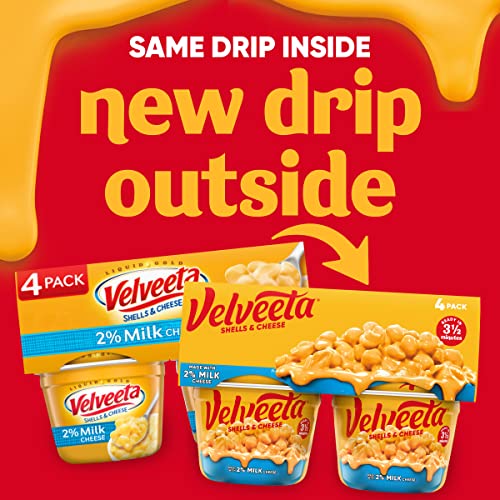 Velveeta Shells & Cheese Microwaveable Shell Pasta with 2% Milk Cheese, 4 ct Pack, 2.19 oz Cups - Thumbnail 4