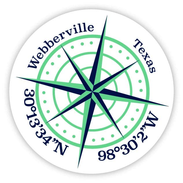 Sticker de vinil 2 pulgadas Webberville Texas Latitud Longitud miniatura 1