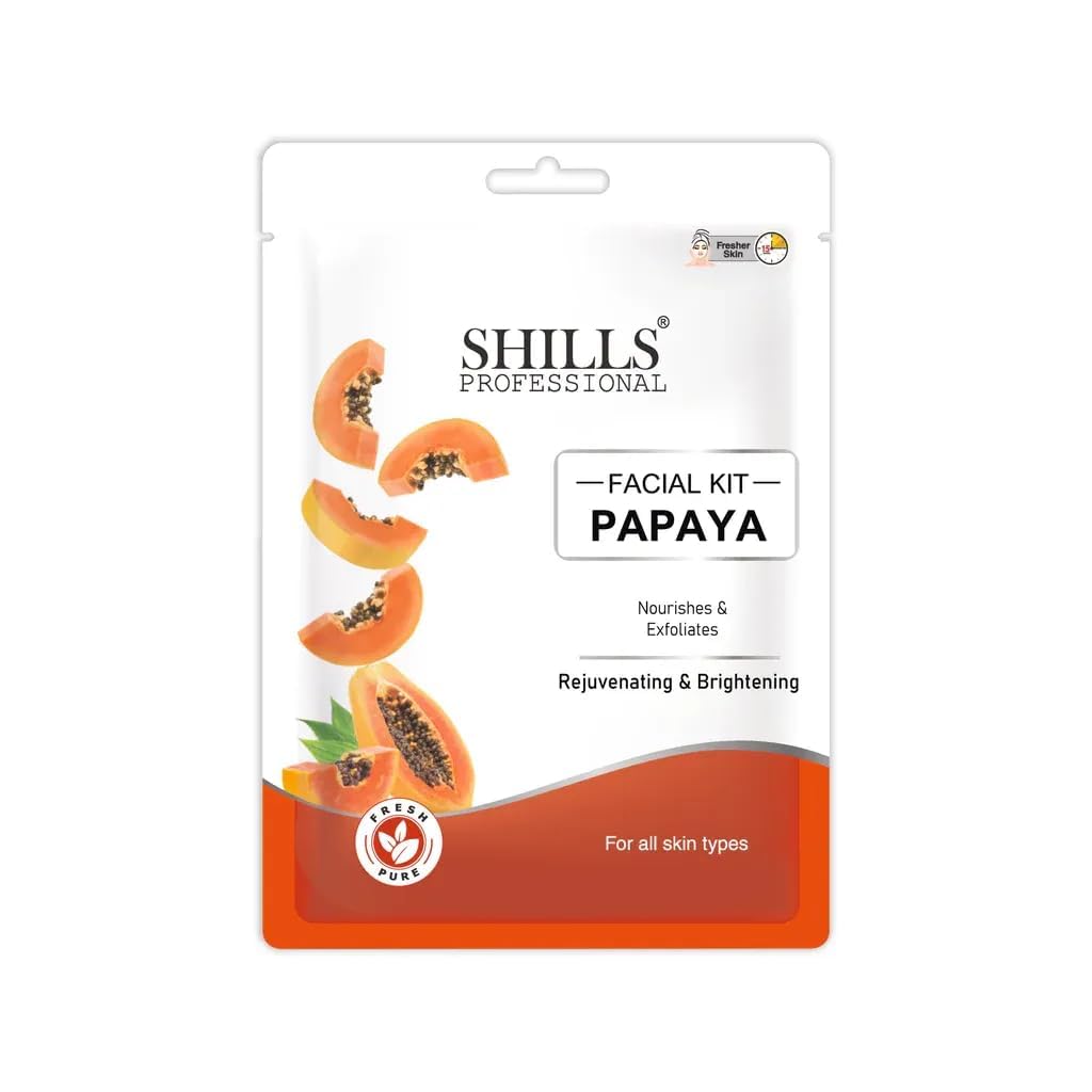 PRATHNA CREATION SSHILLS Professional Papaya Facial Kit, Rejuvenating & Brightening, Nourishes & Exfoliates, All Skin Types (90 gm)