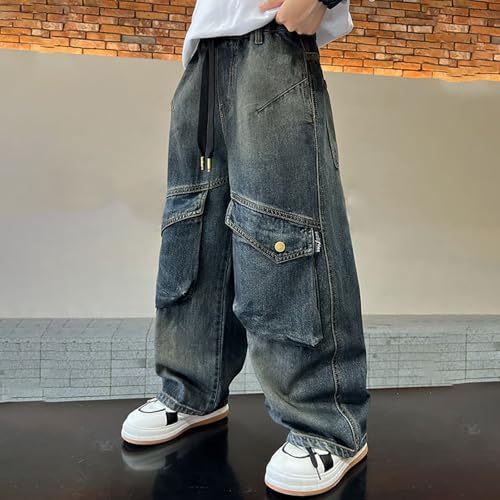 Pantalones vaqueros niños clásicos de pierna recta duraderos 7