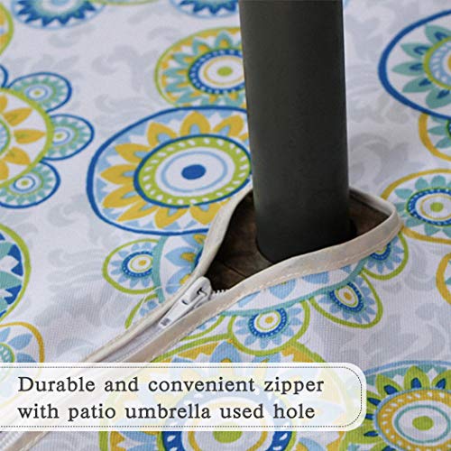 Lamberia Round Tablecloth 60 Inch, Patio Outdoor Umbrella Tablecloth With Umbrella Hole And Zipper, Waterproof Tablecloth For Patio Garden(60" Round, Zippered, Circular Flower) #TOP2