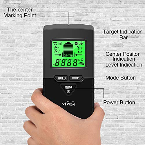Stud Finder, Upgraded 6 in 1 Wall Scanner with 5 Scanning Modes & Digital Level to Scan Stud, Metal, AC Wire, Wood, LCD Display and Sound Warning for Easier Scanning (Black)