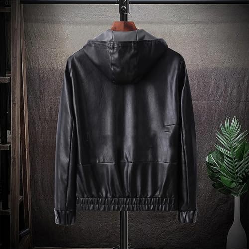 Veste en cuir à capuche hommes coupe cintrée aux finitions soignées - 3